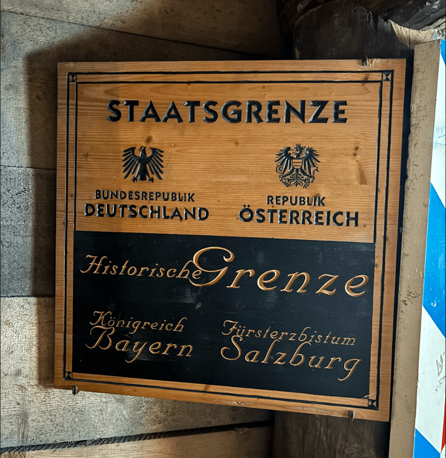 Sign at the border between Austria and Germany in Salzwelten Salzburg